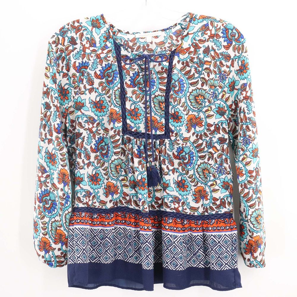 Daniel Rainn Boho Floral Laceup Top